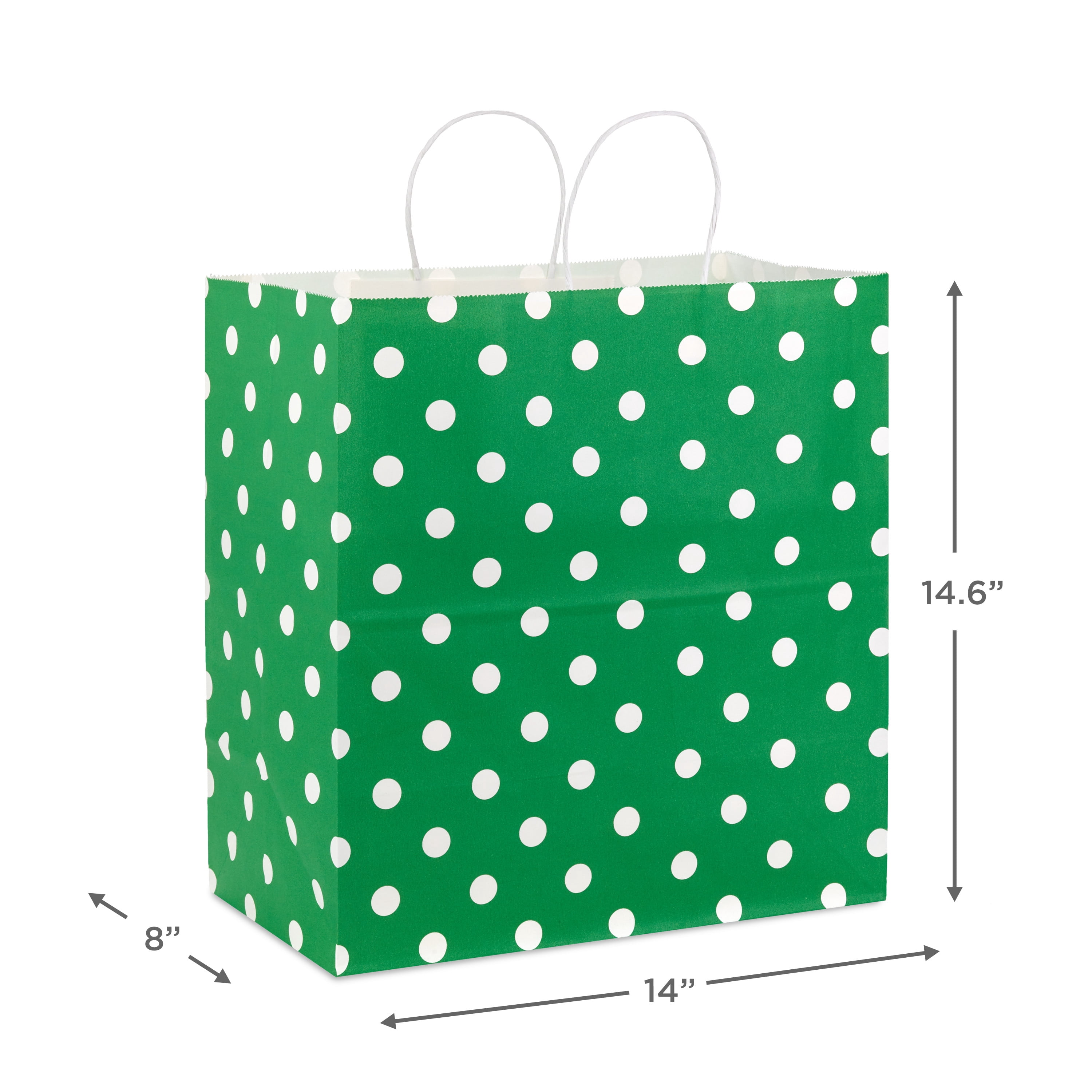Hallmark Extra-Deep Gift Bag (Kelly Green With White Polka Dots)