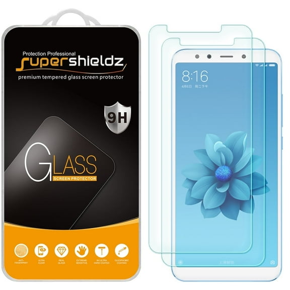 [2-Pack] Supershieldz for Xiaomi Mi A2 / Mi 6X Tempered Glass Screen Protector, Anti-Scratch, Anti-Fingerprint, Bubble Free