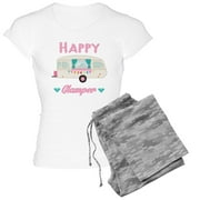 CafePress - Happy Camper T Shirt Pajamas - Women's Short Sleeve Print T-Shirt and Pants Light Cotton Pajama Set
