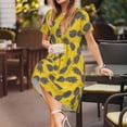 thumbnail image 3 of Fotbe Summer Pineapple Vestido Largo de Moda para Mujer, Vestido Tipo Camiseta con Manga Corta y Estilo Casual a Rayas y Bloques de Color, 3 of 6