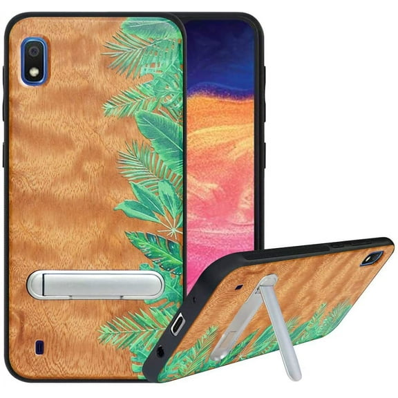 Labanema Samsung Galaxy A10 2019 Case, Samsung Galaxy A10 2019 Cover with Metal Kickstand, Natural Wood TPU Cover, Anti Scratch Case for Samsung Galaxy A10 2019 (Rainforest)