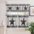 thumbnail image 6 of Country Star Curtain Valances Set Vintage Rust Grey Star Rivet Beige Wood Board Kitchen Curtains 36&nbsp;inch Length Rod Pocket Valance and Tiers 3 Piece Set Small Bedroom Bathroom Laundry Decor, 6 of 9
