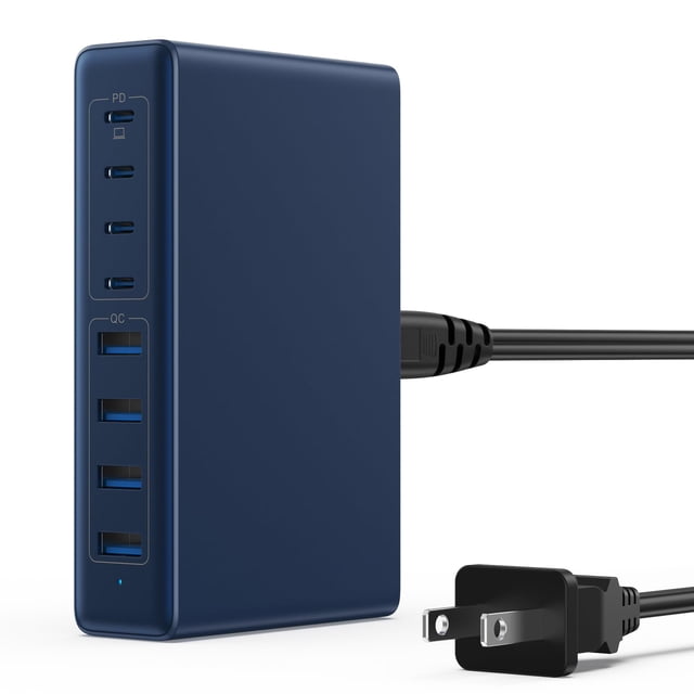 Cargador LanLuk USB C GaN III de 200 W, 8 puertos con PD, MacBook de 65 W