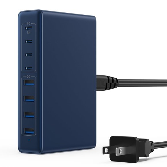 Cargador LanLuk USB C GaN III de 200 W, 8 puertos con PD, MacBook de 65 W
