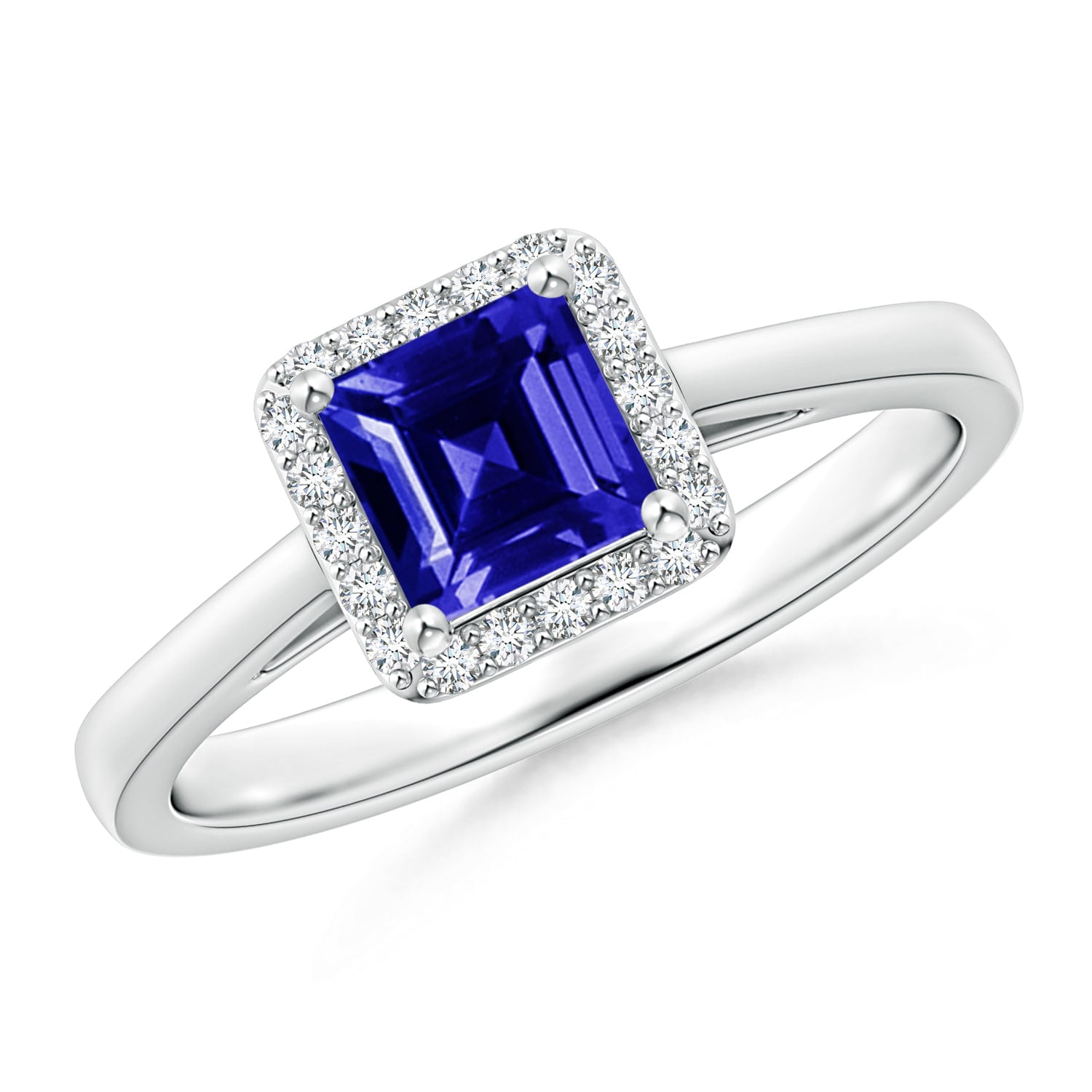 Angara - December Birthstone Ring - Classic Square Tanzanite Halo Ring ...