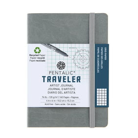 Pentalic 4" x 6" Traveler Pocket Artist Journal, Drawing Sketchbook, 160 Pages, 74 lb. Grid Paper