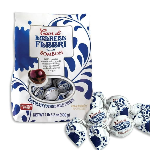 Fabbri Chocolate Bombons, chocolate covered cherries, individually wrapped, Made in Italy, bag of 5.3oz