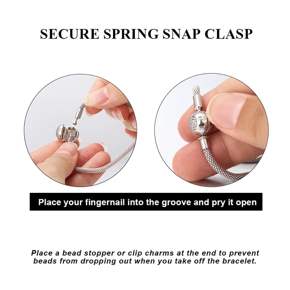 Snake Chain Charm Bracelet Sterling Silver Cz Love Clasp Ginger Lyne Collection
