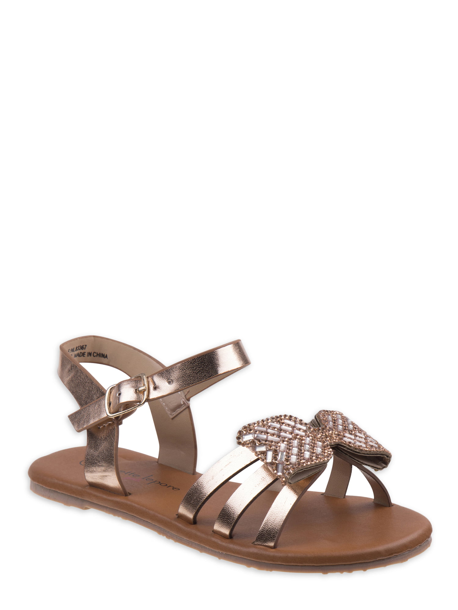 Nanette Lepore Girl Sandals w/ metallic synthetic upper with rhinestone ...