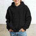 thumbnail image 2 of Bysome Boys Sweatshirts Solid Color Long Sleeve Hooded Tees Autumn Warm Boys Hoodies Size 4-5 Years Black, 2 of 4