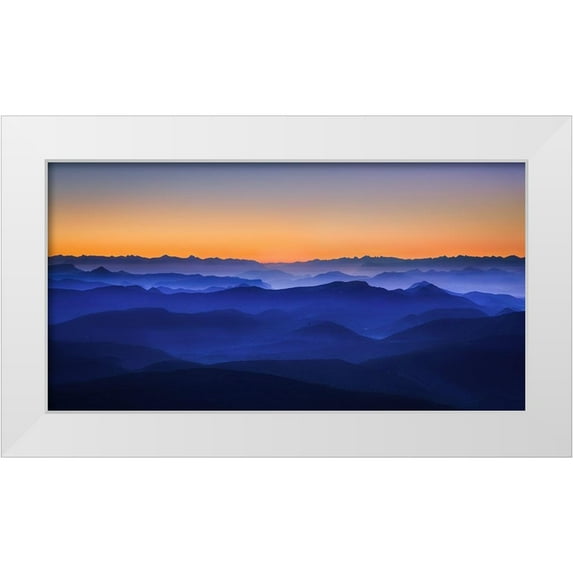 Bouscarle, David 18x11 White Modern Wood Framed Museum Art Print Titled - Misty Mountains