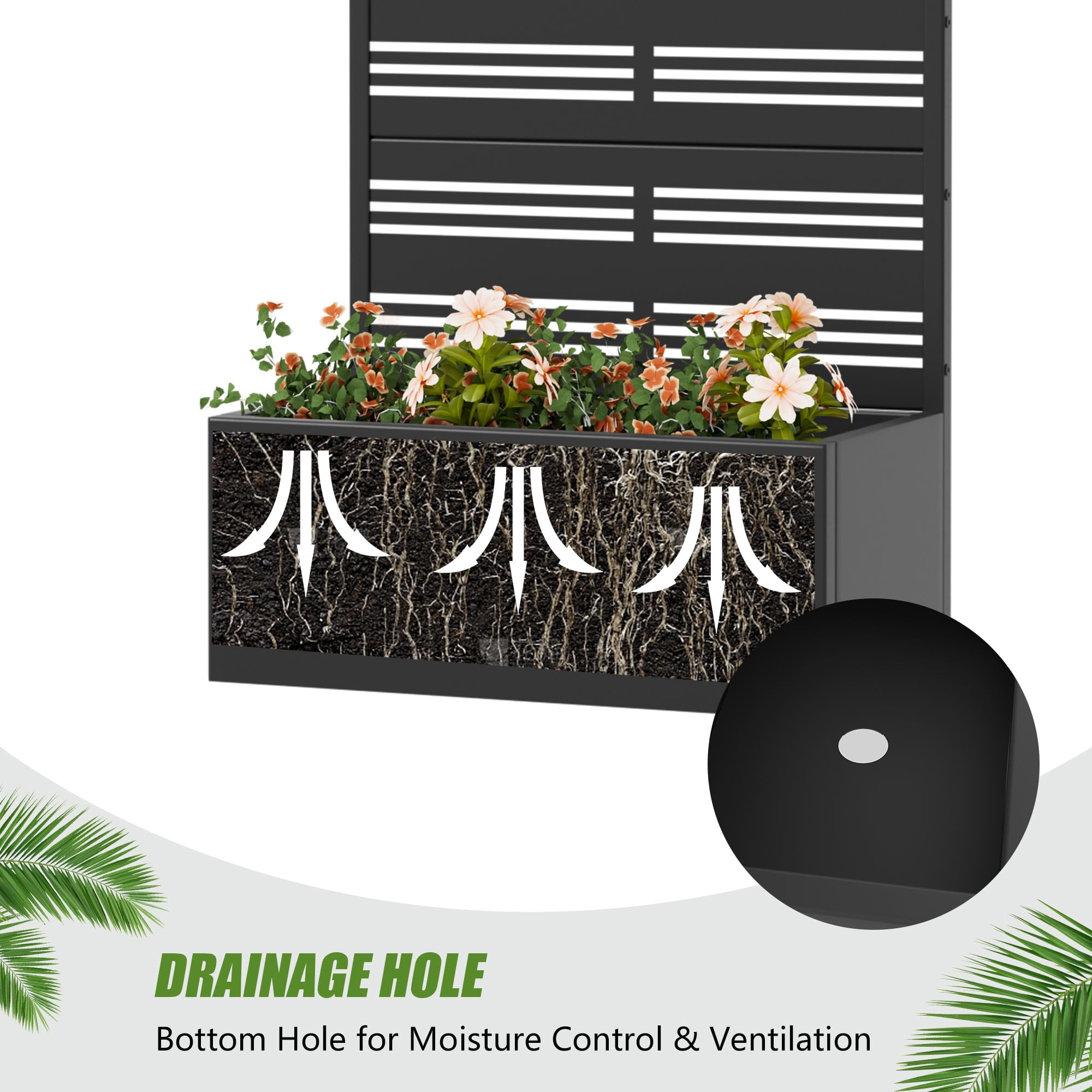 MAYEERTY 59*30in Outdoor Metal Planter Box, Tool Free Assembly Planter, Small Patio Planter Box for Patio, Garden, Yard
