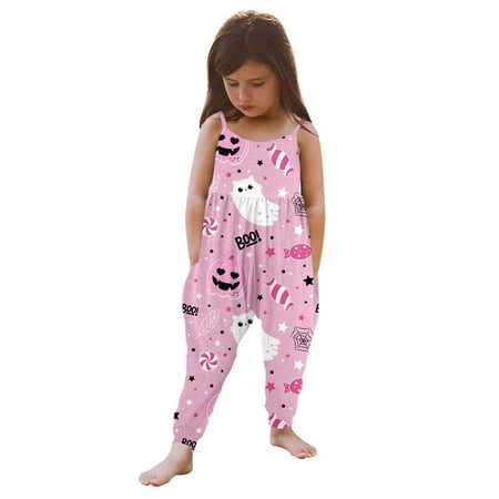 

Girls Print Tank Jumpsuit Romper with Harem Pants Toddler Boy and Girl Fall Outfits Baby Onesies 3-6 Months Cute Baby Boy Thanksgiving Outfits