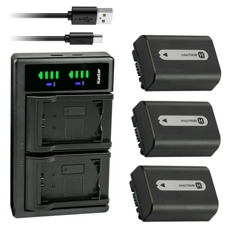 Kastar 3-Pack NP-FH50 Battery and LTD2 USB Charger Replacement for Sony DCR-DVD650  DCR-DVD653  DCR-DVD703  DCR-DVD705  DCR-DVD708  DCR-DVD710  DCR-DVD755  DCR-DVD803  DCR-DVD805  DCR-DVD808 Camera