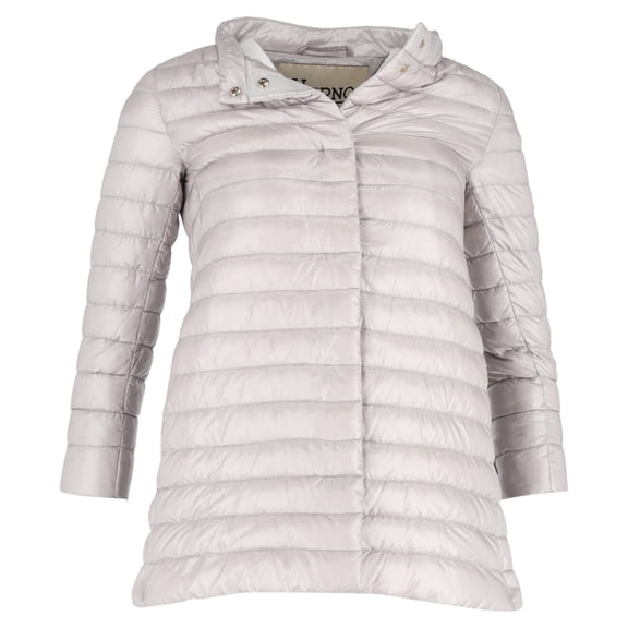 Pre-Owned Herno Button-Up Padded Coat in Grey Nylon