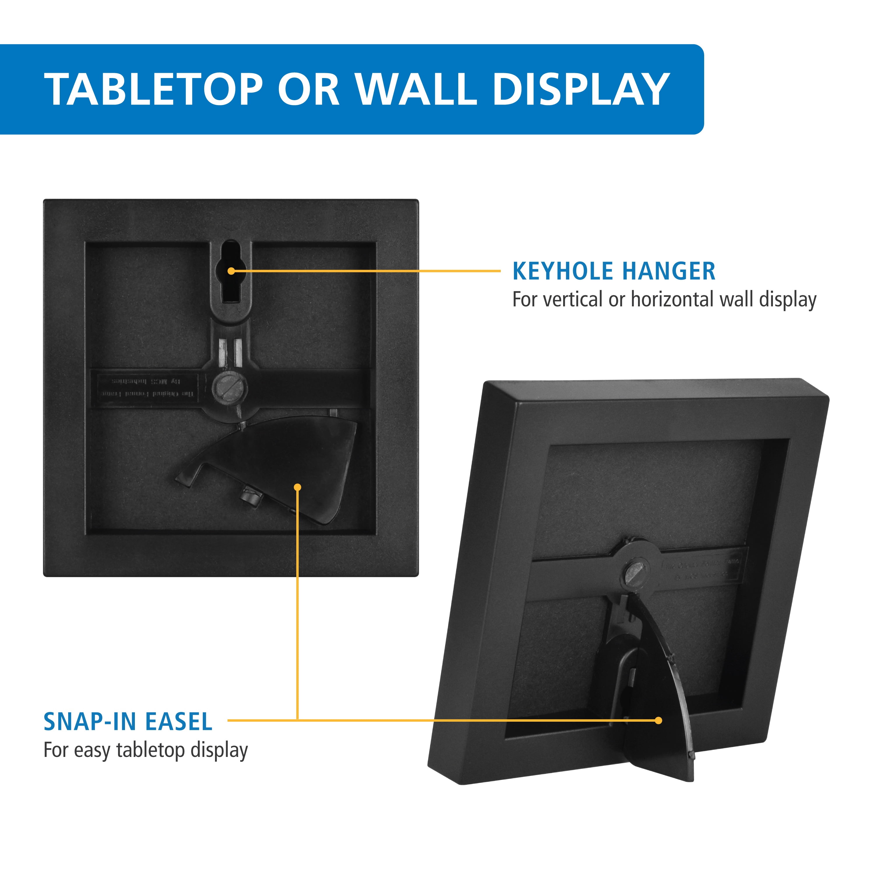 Mainstays 4 x 4 Picture Frame, Black, Front Loading, Wall or Tabletop