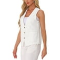 thumbnail image 4 of INSPIRE CHIC Button Down Vest for Women Linen Sleeveless V Neck Summer Waistcoat XL White, 4 of 6