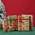 thumbnail image 3 of 3 Rolls Christmas Wrapping Paper for Kids with Cut Christmas Elements Print Brown Kraft Paper with Christmas Lights, Deer, Snowflakes,Snowmen(19.6"27.6", Sheet of 3), 3 of 7