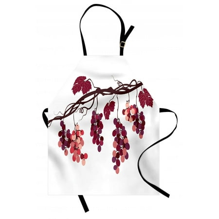 Food Service Aprons - Fruit Apron Vine Branch with Colorful Grapes Agriculture Themed Illustration Healthy Food Options, Unisex Kitchen Bib Apron with Adjustable Neck for Cooking Baking Gardening, Multicolor, by Ambesonne