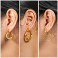 thumbnail image 2 of Aros Ovalados Gruesos de Múltiples Bucles JeenMata Chapados en Oro Amarillo, 2 of 5