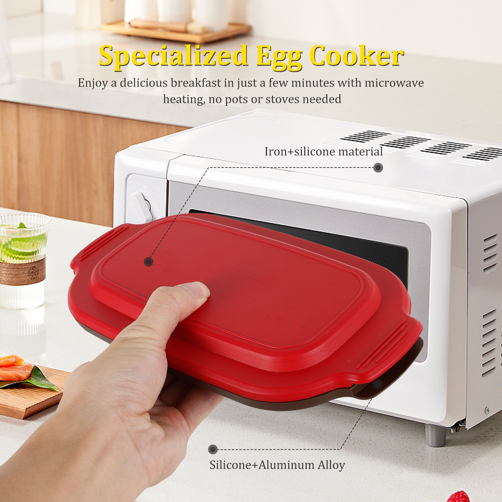 Qenwkxz Microwave Egg Fryer 2 Cavity Silicone Microwavable Egg Poacher and Fryer for Breakfast Sandwiches Dishwasher Safe