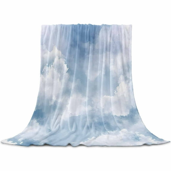 Blue Sky Flannel Blanket for Bed, Cloud Gradient Natural Landscape Scenery Soft Cozy Warm Couch Throw Blanket, Lightweight Fluffy Plush Bedding Blankets for Sofa Decor All Season 30"x40"