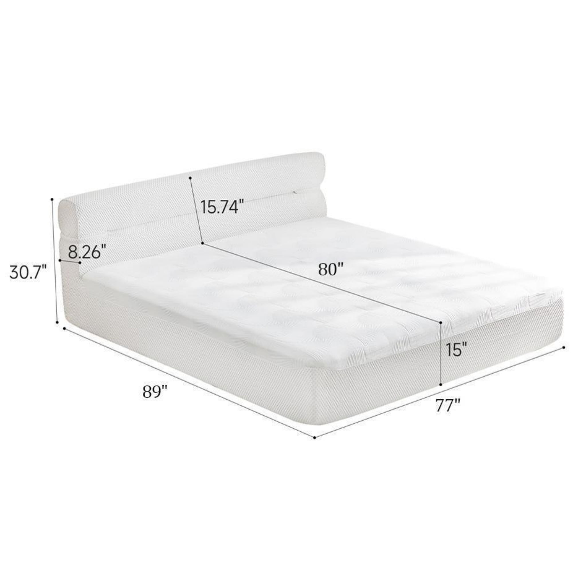 Leumius King Mattress & Bed Frame,15 Inch Full Size Mattresses with Cool Fabric,No Assembly Required for Living Room Apartment Bedroom