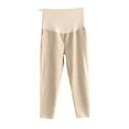 thumbnail image 4 of Eltusu Women Maternity Sweatpants, Soft Elastic Waist Casual Straight Leg Pants over the Belly Khaki Size M, 4 of 8