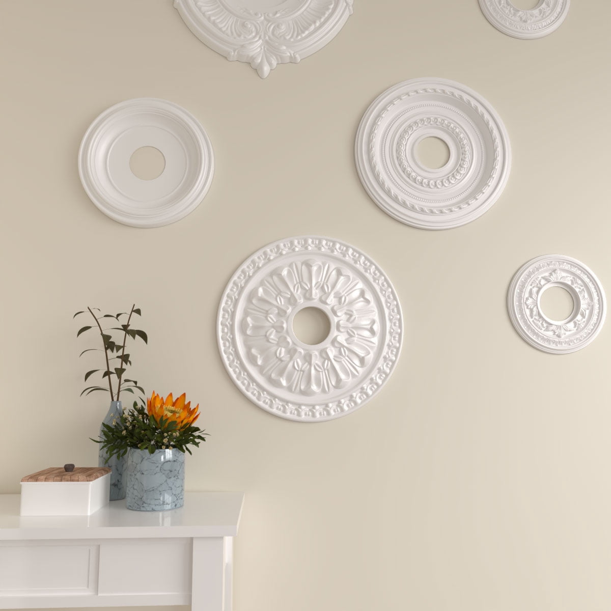 Ekena Millwork 18"OD x 3 1/2"ID x 1 3/8"P Warsaw Ceiling Medallion (Fits Canopies up to 3 1/2")