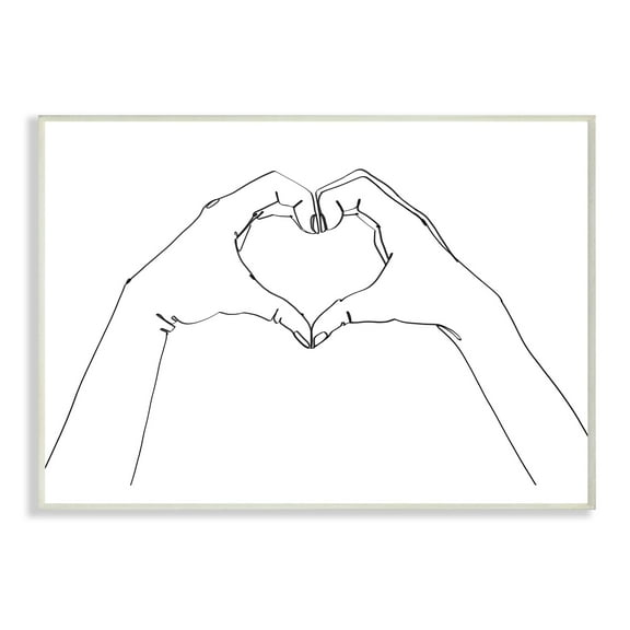 Stupell Industries Minimal Heart Shaped Hand Pose Black White,10 x 15,Designed by Ziwei Li