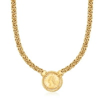 Ross-Simons Italian 18kt Gold Over Sterling Replica Lira Coin Byzantine Necklace, Women's, Adult