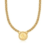 Ross-Simons Italian 18kt Gold Over Sterling Replica Lira Coin Byzantine Necklace