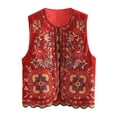 thumbnail image 2 of Yunliwuli Women Vest, Sleeveless Open Front Embroidery Flower Outwear Gilet for Casual Street, 2 of 10