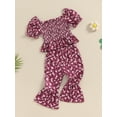 thumbnail image 3 of Bagilaanoe 2pcs Toddler Baby Girl Pants Set Floral Short Sleeve T Shirt Tops + Flare Trousers 12M 18M 24M 3T 4T 5T Kids Casual Clothes, 3 of 8