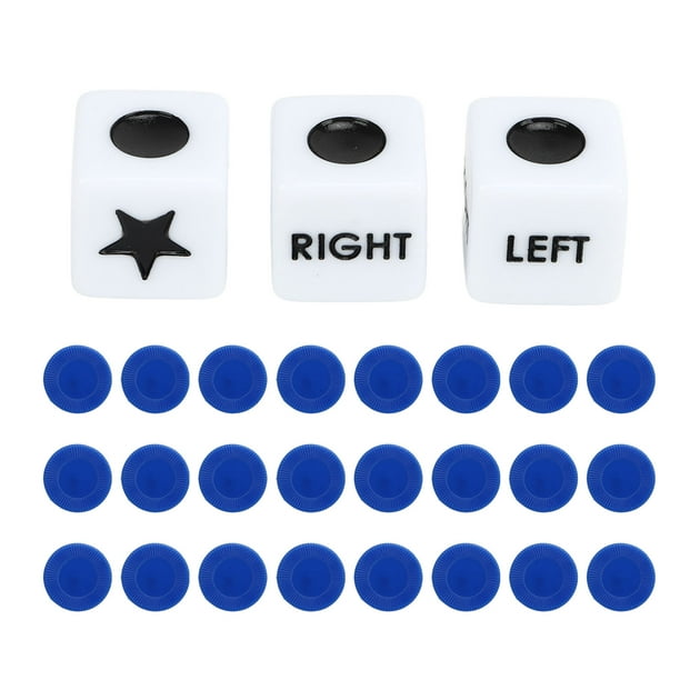 Dados de centro izquierda derecha, juego de dados con fichas de dados, juego de dados de centro izquierda derecha, juego de dados de centro izquierda derecha, experiencia incomparable