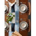 thumbnail image 2 of Ldtrchee Blue Brown Table Runner 48 Inches, Modern Abstract Art Geometric Bed Runner Dresser Scarves Tabletop for Indoor Outdoor Parties/Ceremony/Banquet, 13" x 48", 2 of 8