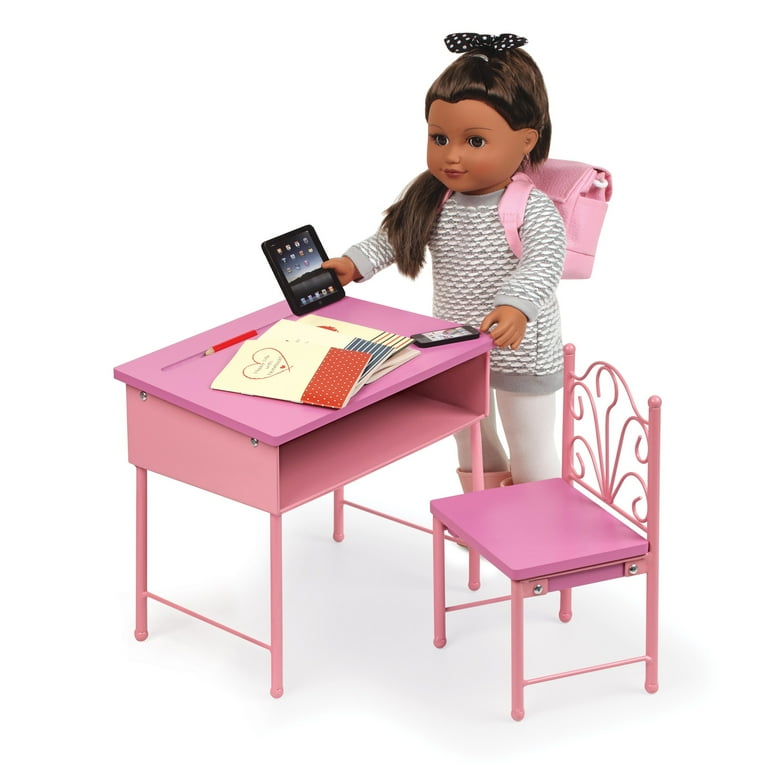 Badger Basket School Desk Chair Set with Accessories for Dolls