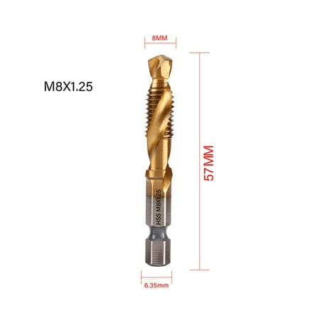 

Titanium Plated Tap Drill Bit Hex Shank Threaded Machine Compound Tap M3-M10