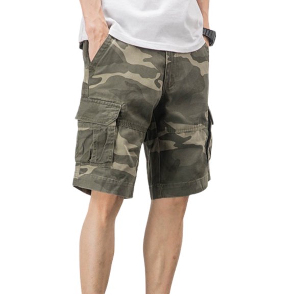 CONZONE Mens Baggy Cargo Shorts Camouflage Buttons Cargo Shorts for Men Lightweight Relaxed Fit Summer Workout Shorts With Pockets