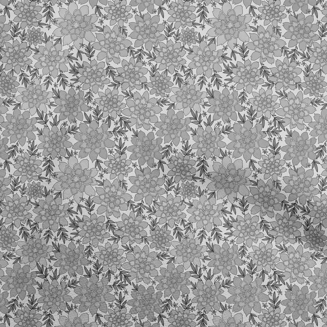 oneOone Cotton Poplin Gray Fabric Floral Retro Craft Projects Decor Fabric Printed By The Yard 56 Inch Wide