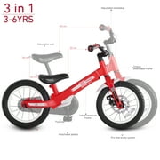 smarTrike Xtend 3-in-1 Convertible Kids Bike, Balance to Pedal Training Bicycle 3Year+, Red