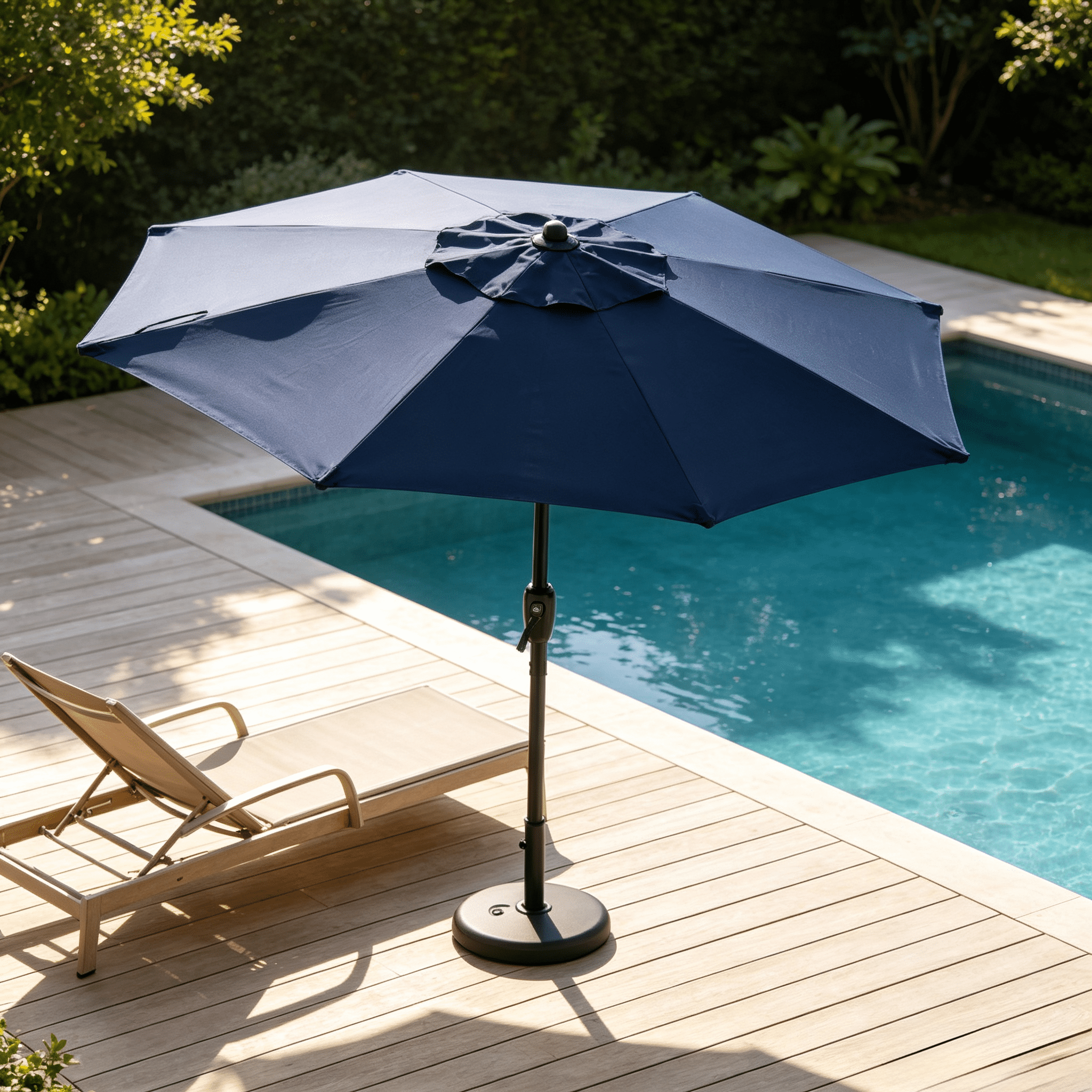 7.5 FT Patio Umbrella, Outdoor Market Yard Umbrella, Sun Shade Umbrella with Push Button Tilt and Crank Mechanism for Garden, Deck, Pool and Backyard, Not Include Umbrella Base, Blue