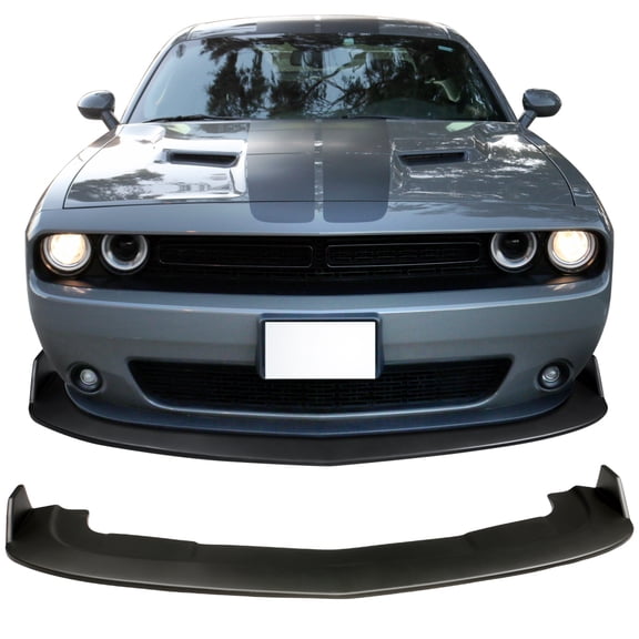 Ikon Motorsports Compatible with 15-23 Dodge Challenger SXT Style Front Bumper Lip Spoiler Matte Black - PP
