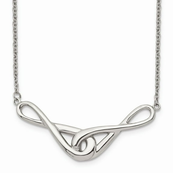 Stainless Steel Polished Infinity Symbols Necklace; 19 inch; Lobster (Fancy) Clasp; for Adults and Teens; for Women and Men