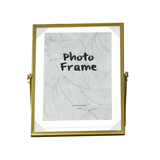 Fesfesfes Flower Photo Frame Handmade Botanical Specimen Display Parent-Child Keepsake Glass Shadowbox with Embossed Metal Edging