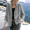 thumbnail image 4 of Cmfcve Womens Corduroy Blazer Fall Winter Dressy Casual Suit Jackets Long Sleeve Button Down Loose Fit Blazer Coat, 4 of 7