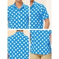 thumbnail image 6 of INSPIRE CHIC Men's Summer Polka Dots Shirt Button Down Short Sleeves Pattern Shirts XL Blue, 6 of 7