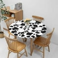 thumbnail image 4 of Cow Skin Tablecloth Round Black White Spots Plaque Print Waterproof Wipeable Table Cloth Cover Table Pad Cover for Dining Room Fits 40-44 inch, 4 of 6