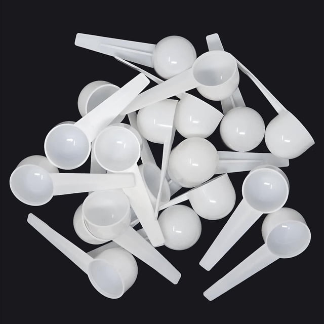 20 cucharas medidoras de plástico blanco de 10 ml. Afortunado Sencillez