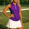 thumbnail image 2 of YaEYa Women's Sleeveless Golf Polo Quarter Zip Collared Moisture Wicking Tennis Shirt Quick Dry 1/4 Zip Sports Tank Top Collared Slim Athletic Shirt (Purple,XXL), 2 of 5